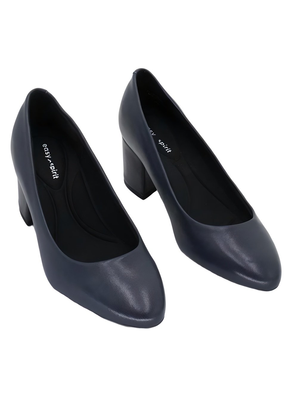 Easy Spirit Cosma Dark Blue Leather Pointed Toe Block Heel Pumps Size 7